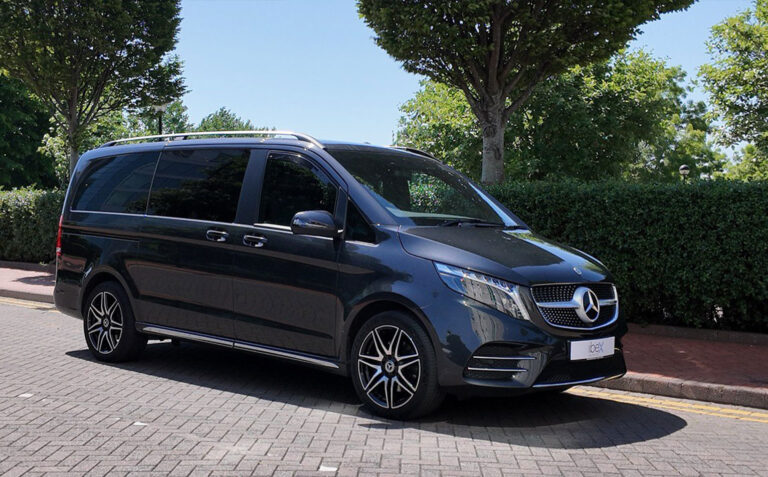 Black Mercedes V-Class people carrier
